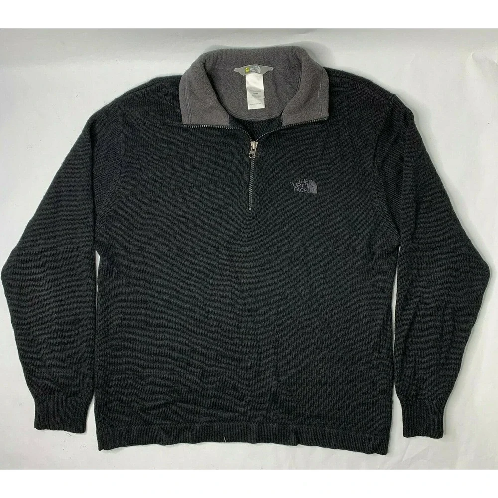The North Face Apex Mens Medium 1/4 Zip‎ Sweater Jacket Black Long Sleeve